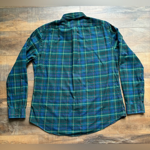 Ralph Lauren Men XL Slim Fit Blue Green Plaid Long Sleeve Button Front Shirt-SEE - Picture 3 of 5